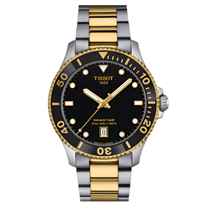 Tissot Seastar 1000 Quartz 40mm Dual Tone Black Dial - NEW